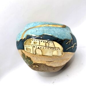 Gina Arrighette Southwestern Pueblo cactus Desert Art Pottery Gold Gilt Vase 22k